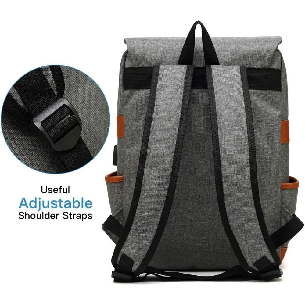 Mancio Slim Vintage grey Laptop Backpack For women, Men of Traveling bag
